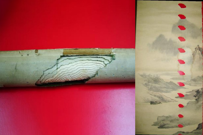 圖3-鼠嚙對(duì)字畫文物的破壞